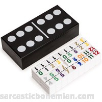 Yellow Mountain Imports Double 12 Dominoes Game Set with Numerals in Black Lacquer Case B06WRQT7NC